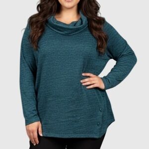 😍 SHOW SPECIAL - LILY MORGAN Green Stretch Knit Cowl Neck Seater 1X